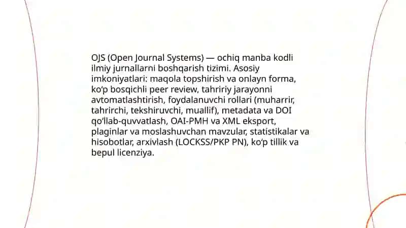 OJS tizimi va uning imkoniyatlari 3
