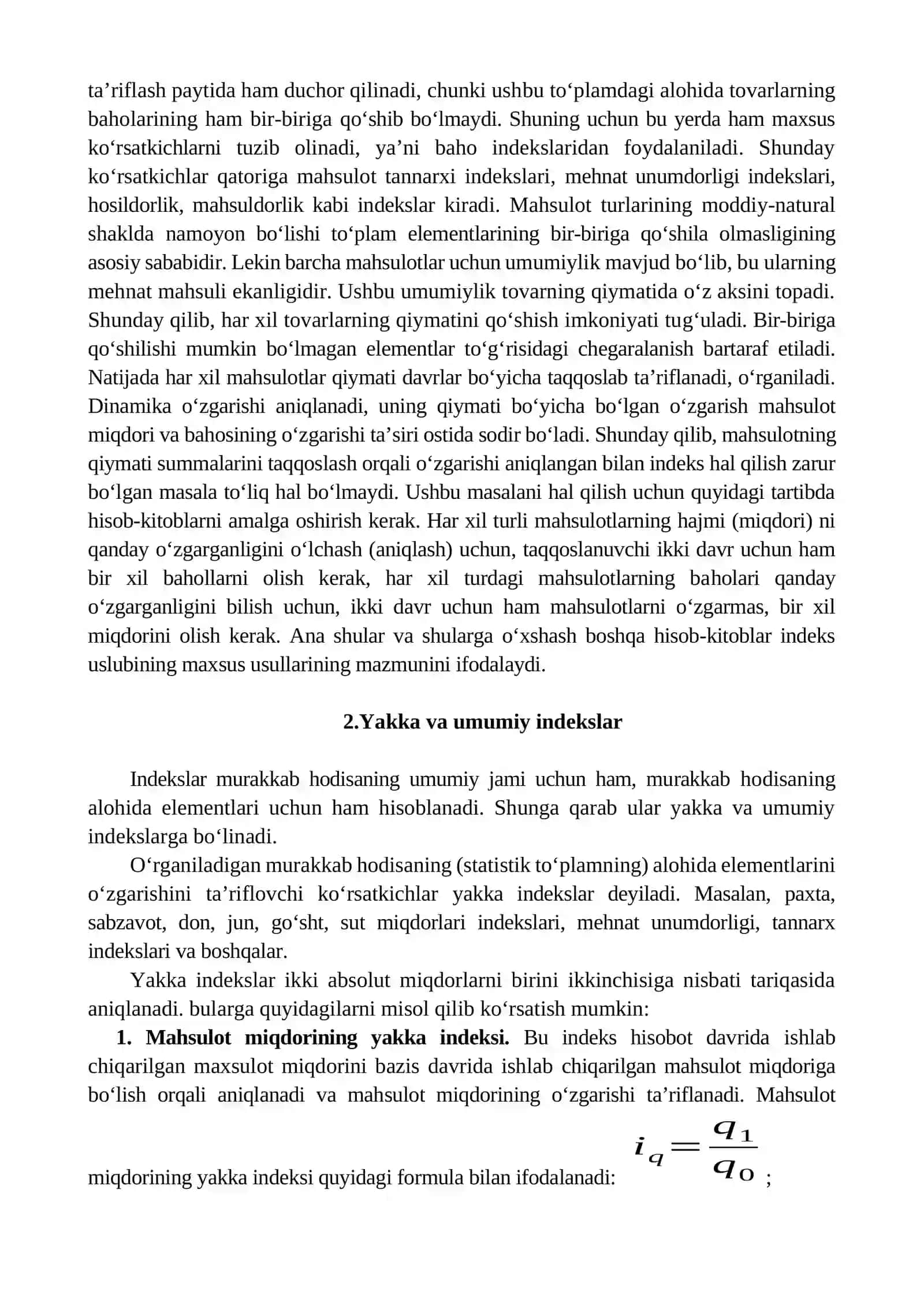 Umumiy indekslar-nisbiy miqdorlar sifatida 3