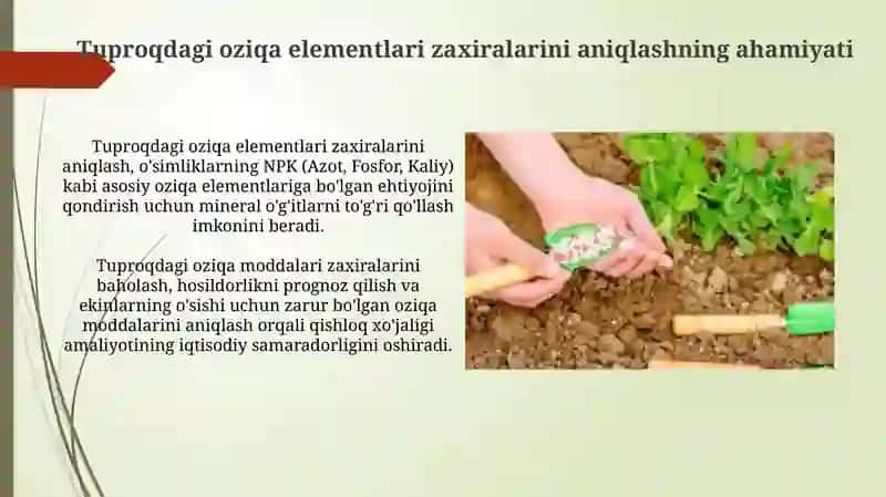 Oziqa elementlarining agrokimyoviy zaxirasini hisoblash 3