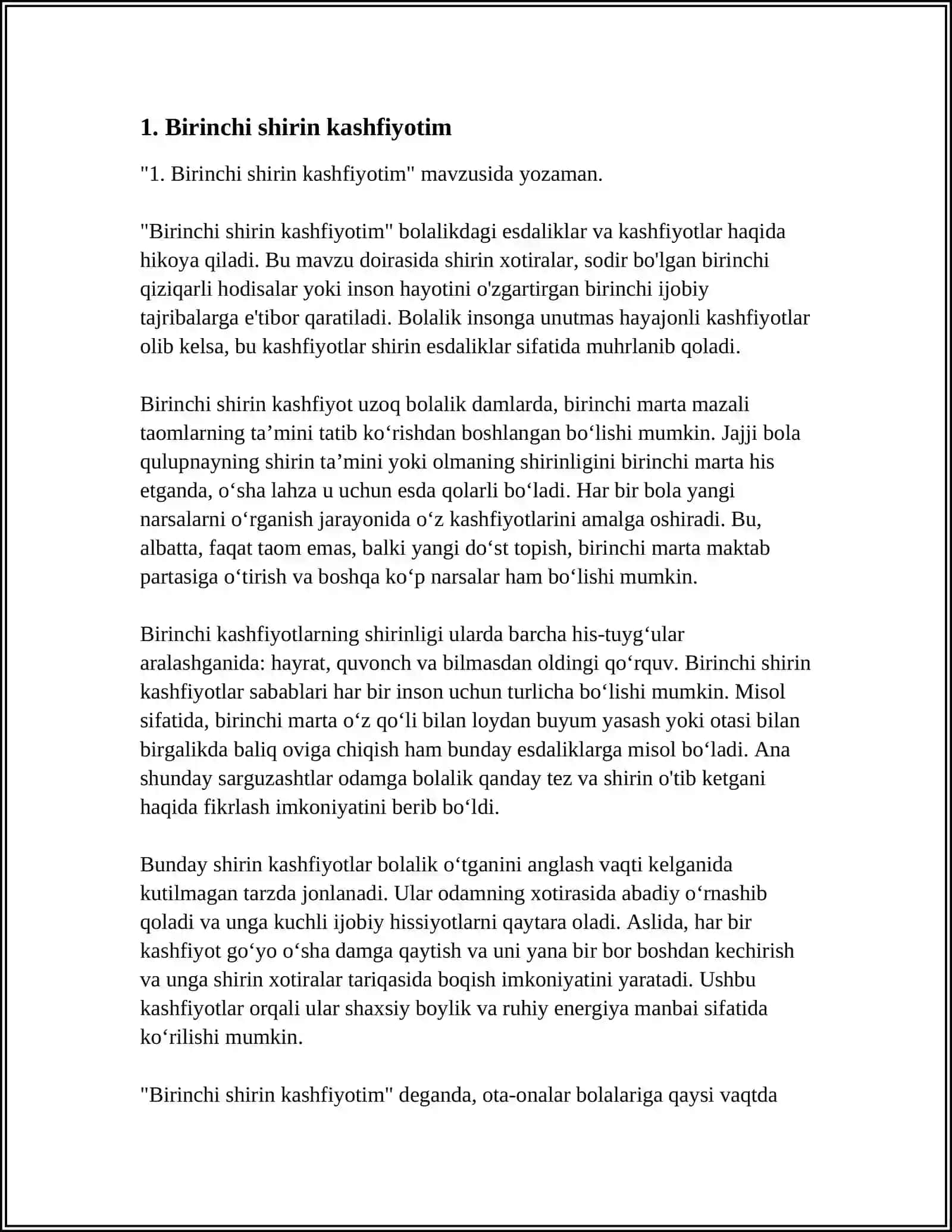 MENING SHIRIN KASHFIYOTLARIM 3