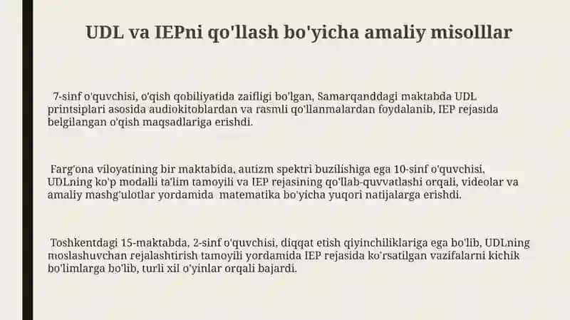 Universal Dezayn va Individual Ta'lim Reja 3