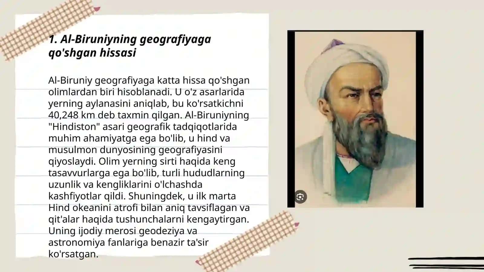 Al-Biruniyning geografiyaga qo'shgan hissasi 3