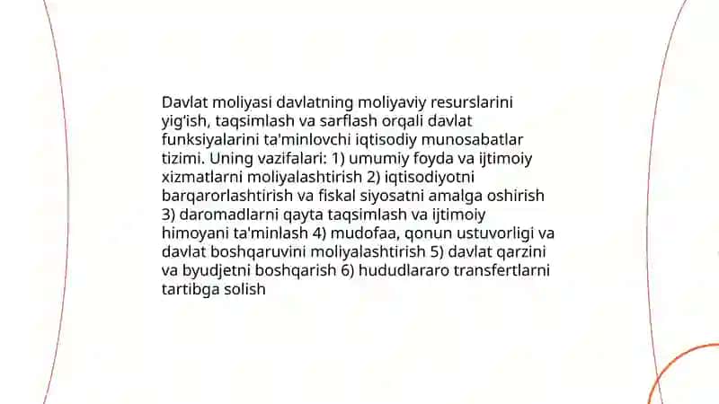 Davlat moliyasi va uning tarkibiy tuzilishi 3