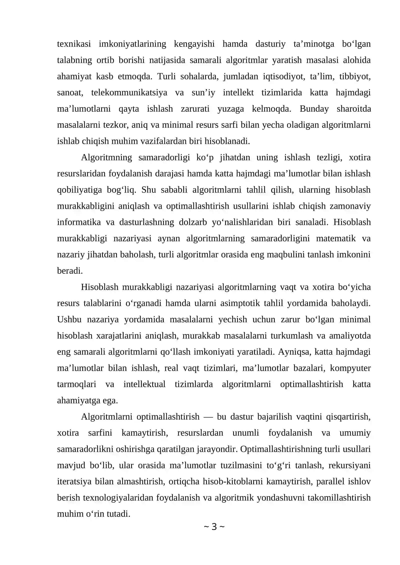 Hisoblash murakkabligi nazariyasi va algoritimlar optimallashtirish 3