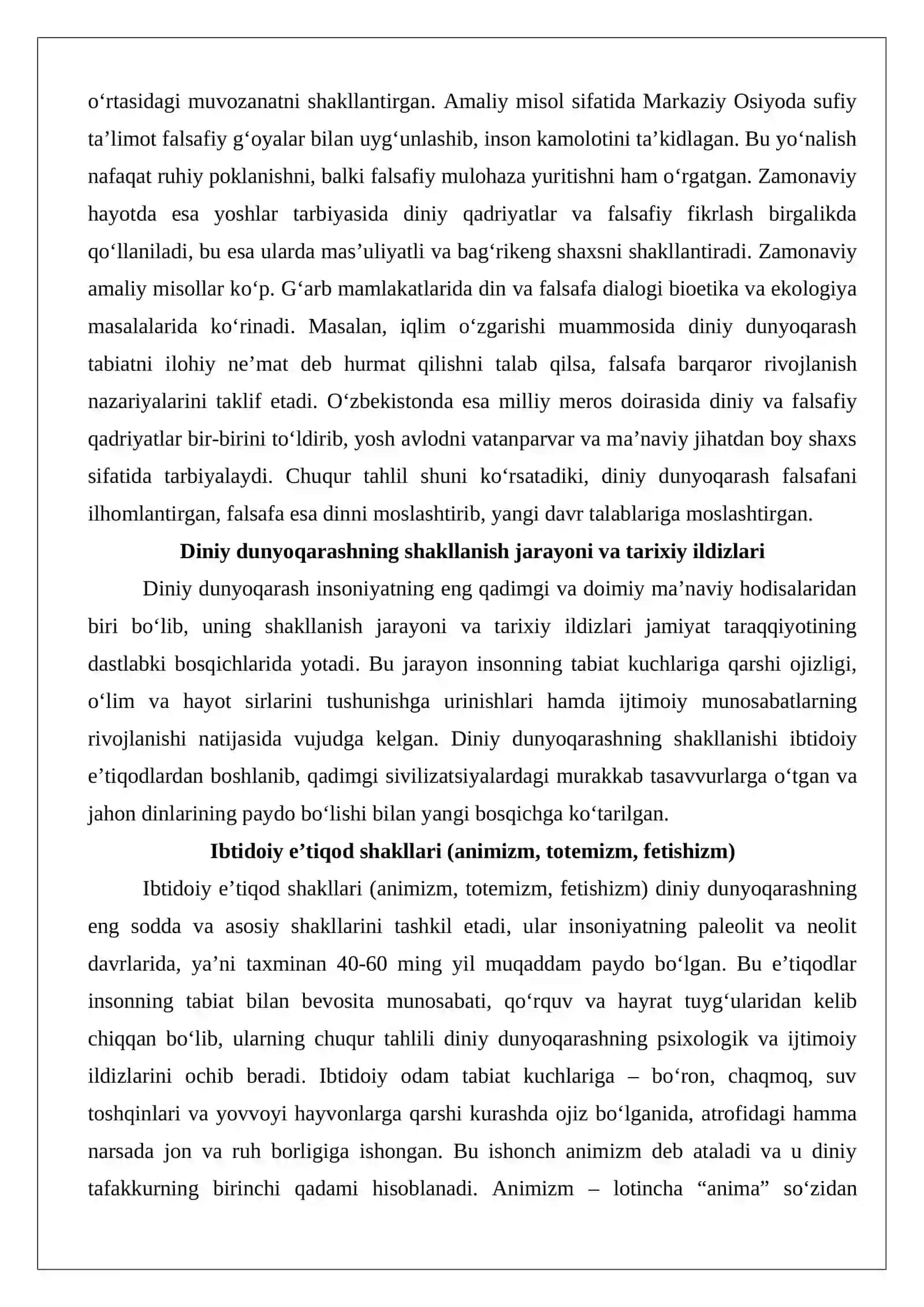 Diniy dunyoqarashning shakllanishi va uning falsafa bilan munosabati 3