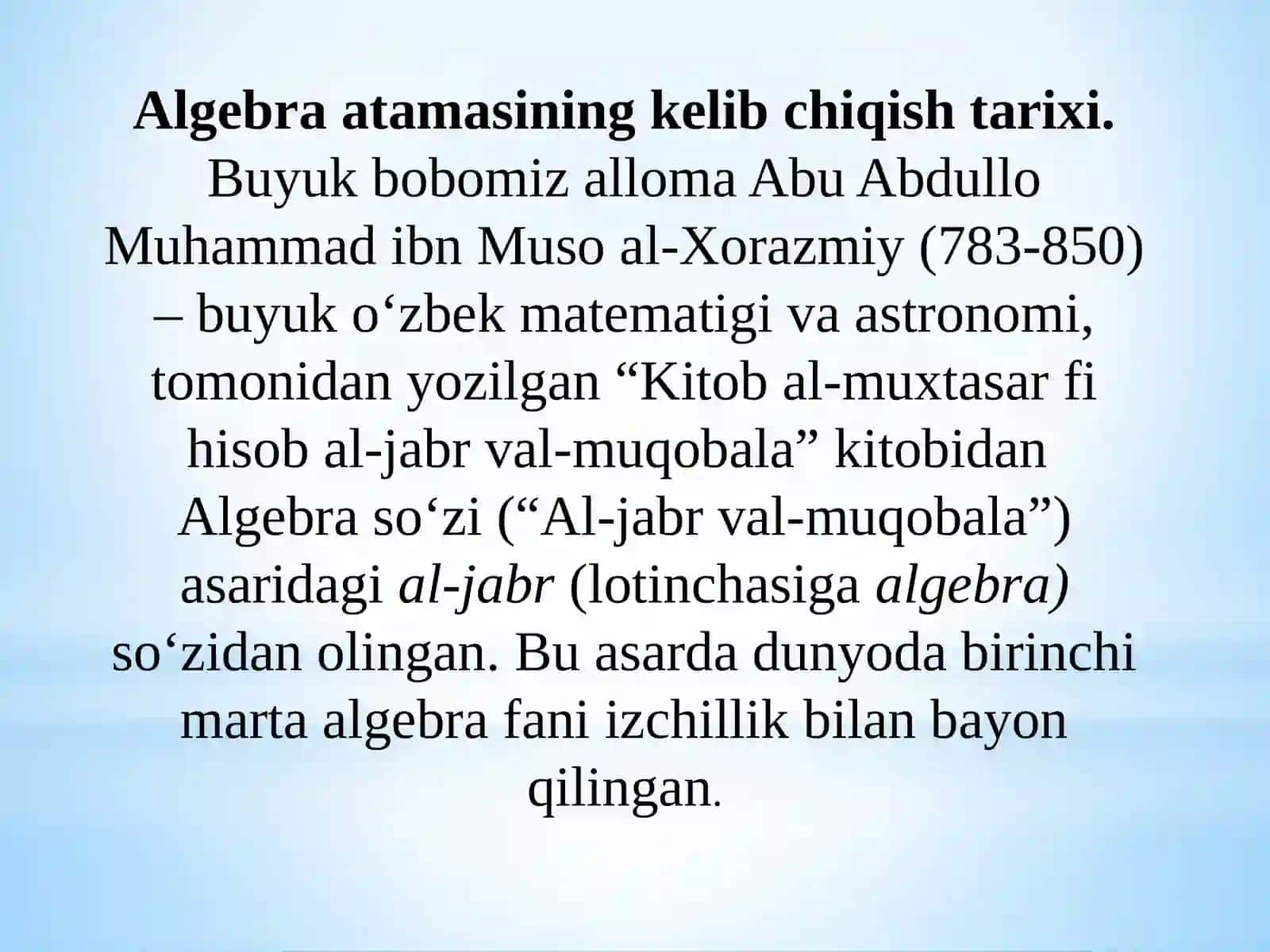 Algebraik ifodalarni o’qitish metodikasi 3
