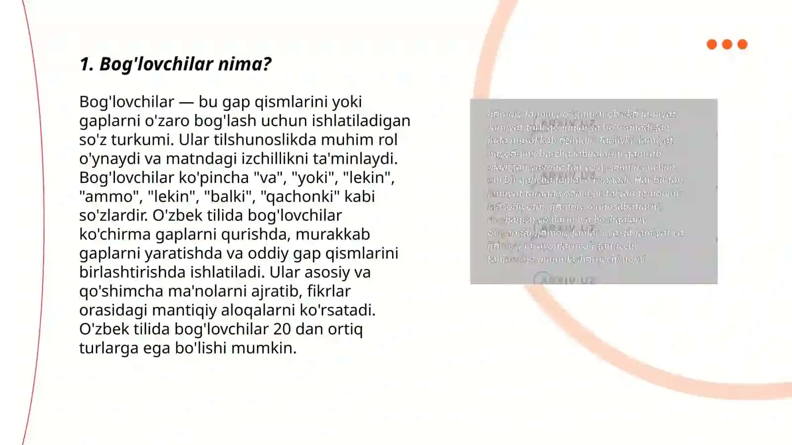 Bog'lovchilar haqida umumiy tushuncha 3