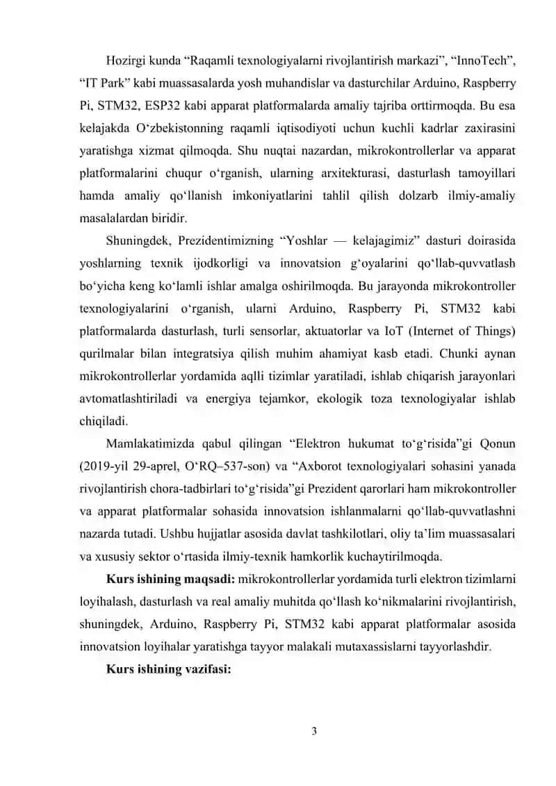 MIKROKONTROLLERLAR VA APPARAT PLATFORMALAR 3