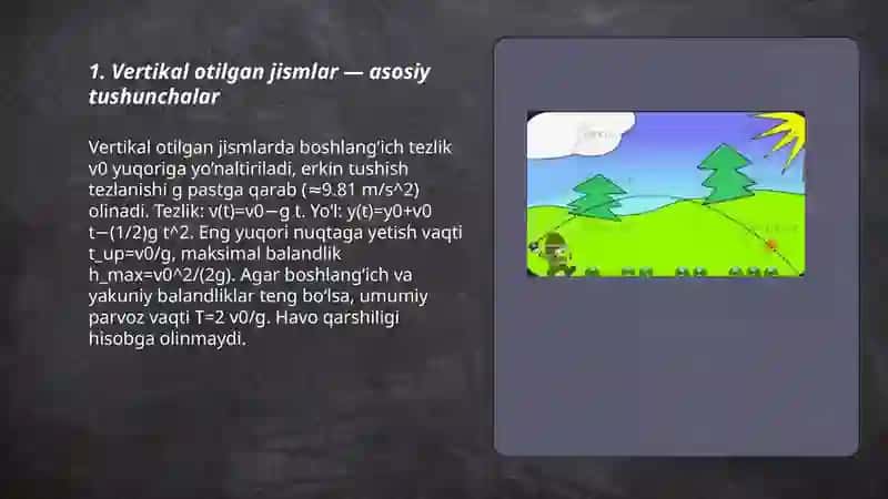 Vertikal otilgan jisimlar harakati 3