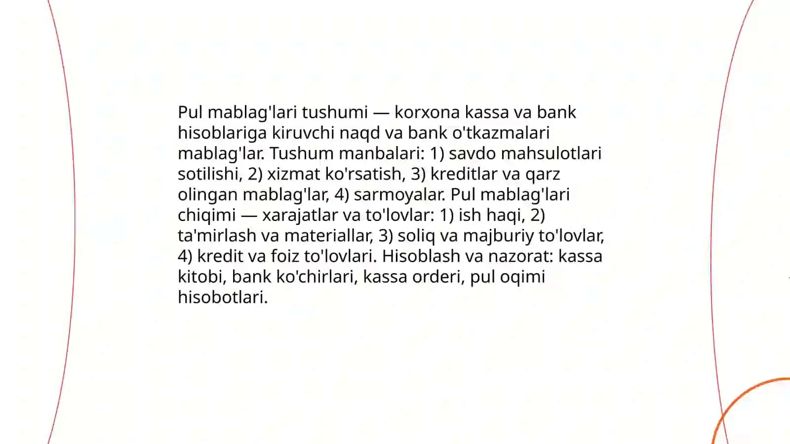 Pul mablag'lari va hisob - kitob jarayonlarining hisobi 3