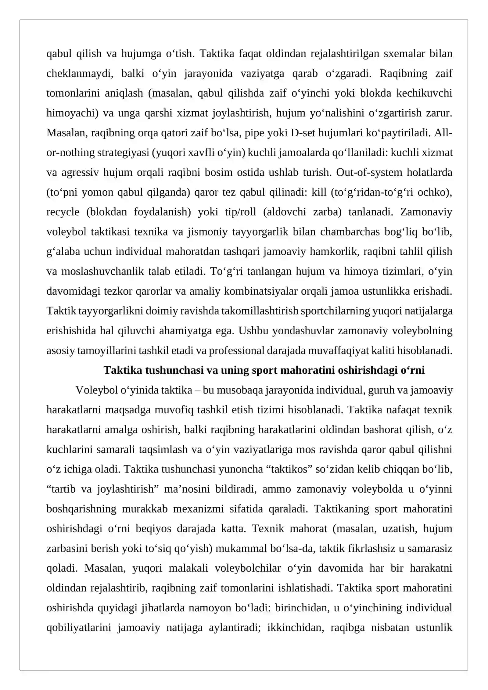 Voleybol o‘yini taktikasi 3