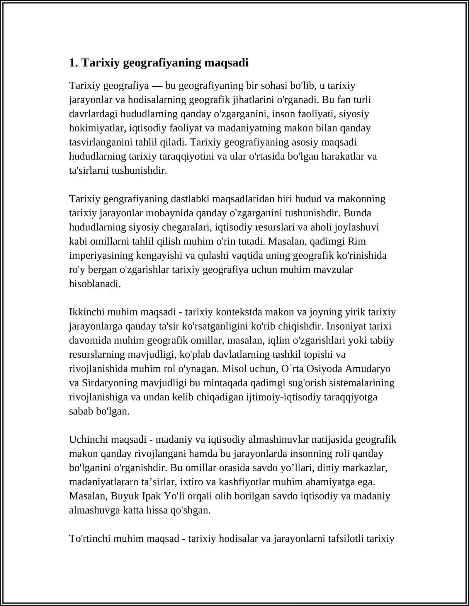 TARIXIY GEOGRAFIYA FANINING METODI,PREDMEDI VA VAZIFALARI 3