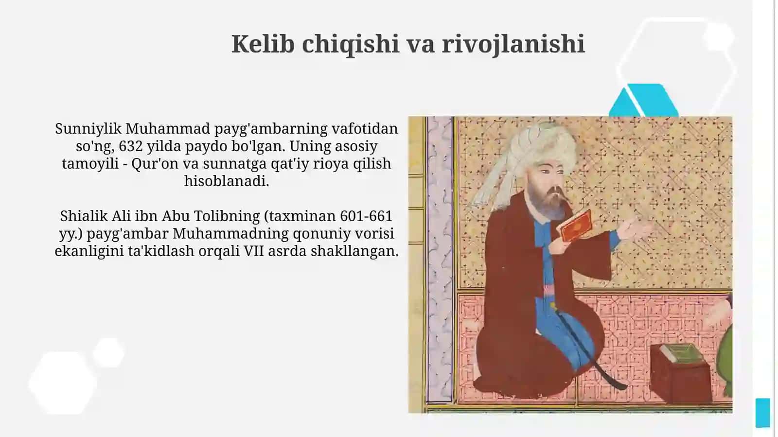 Islomdinida asosiy yoʻnalishlar: sunniylik, shialik 3