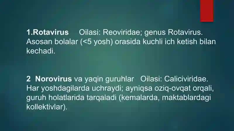 Diareyagen viruslar klassifikatsiya patogenezi va laborator taxshisi 3