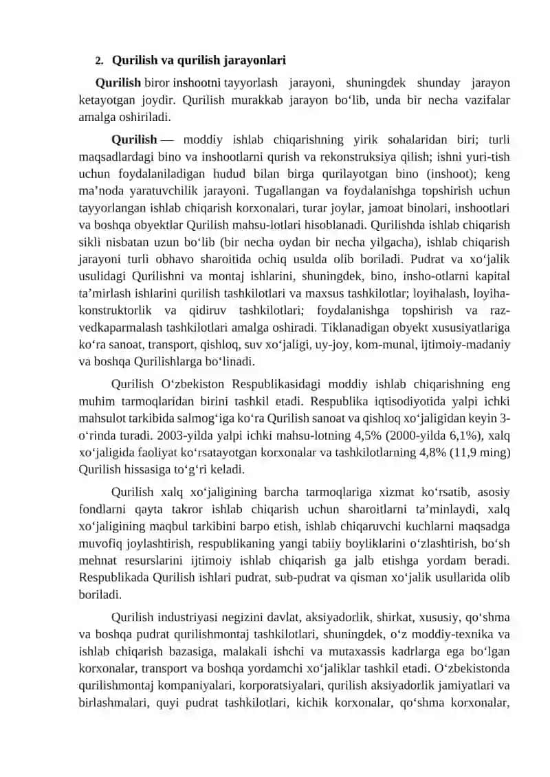 Qurilish ishtirokchilari qurilish jarayonlari va ishlari 3