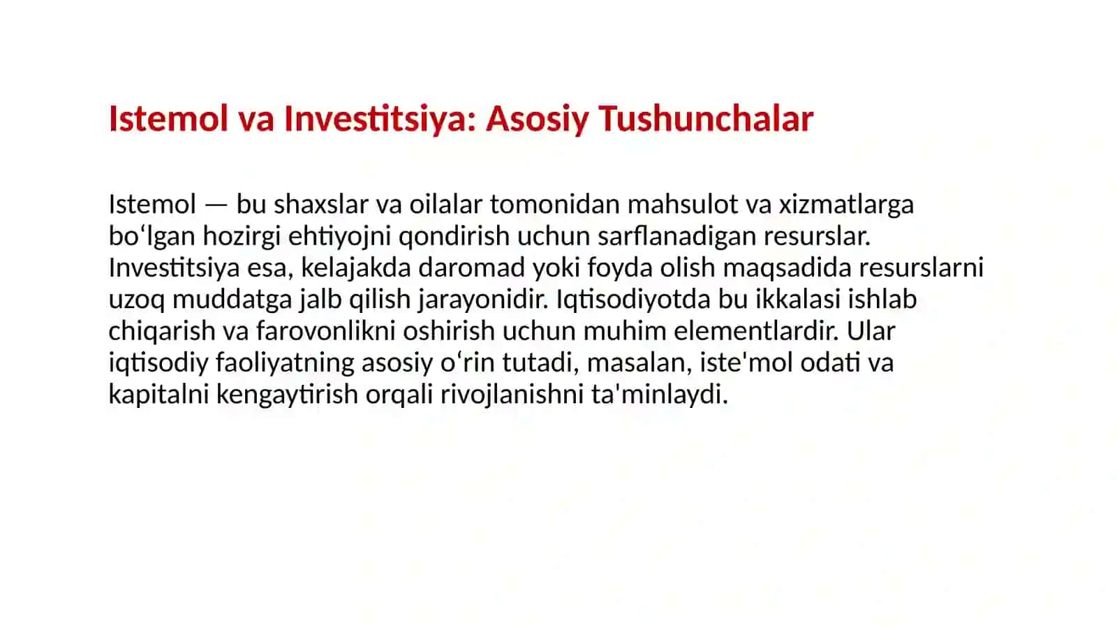 Istemol va investitsiya funksiyalari 3