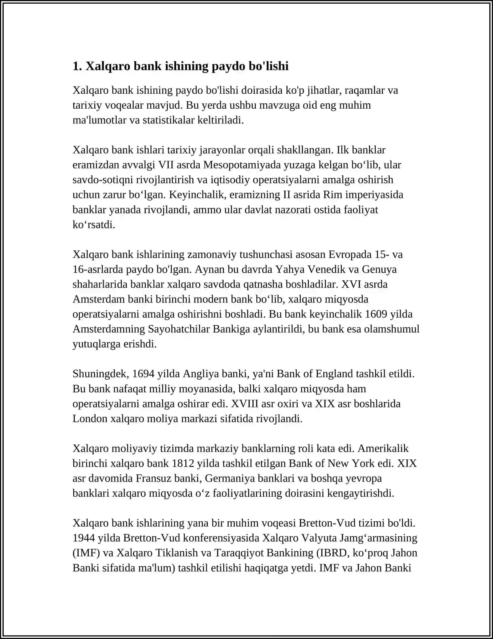 XALQARO BANK ISHINING QISQACHA TARIXI 3