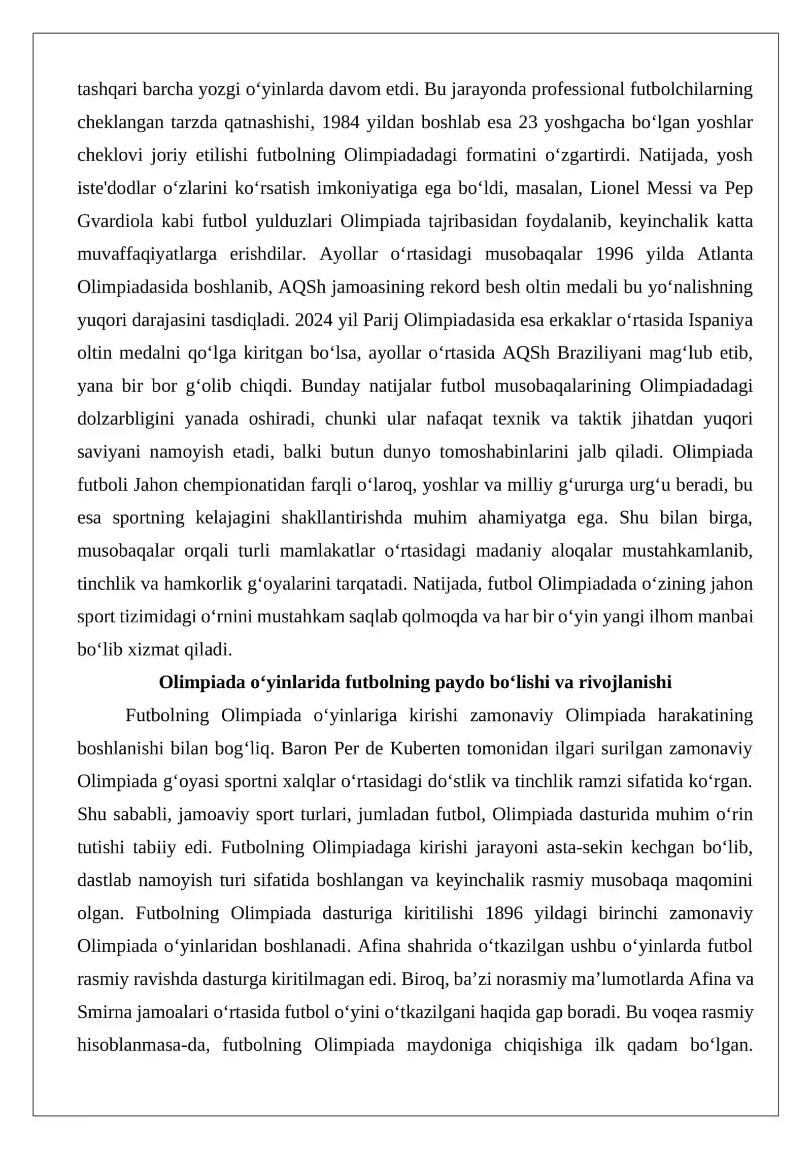 Futbol bo‘yicha Olimpiada o‘yinlarini o‘tkazilishi 3