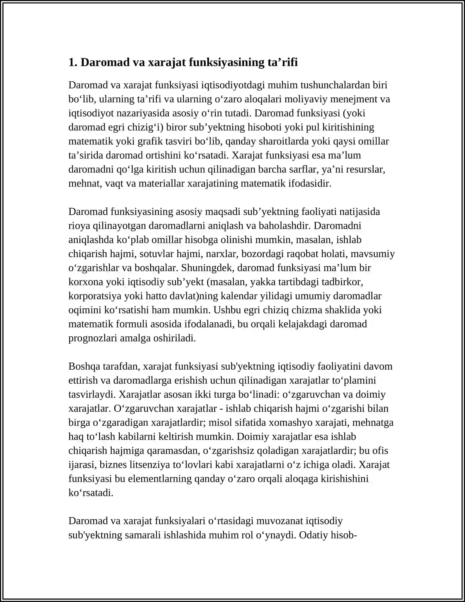 DAROMAD VA XARAJAT FUNKSIYASI 3