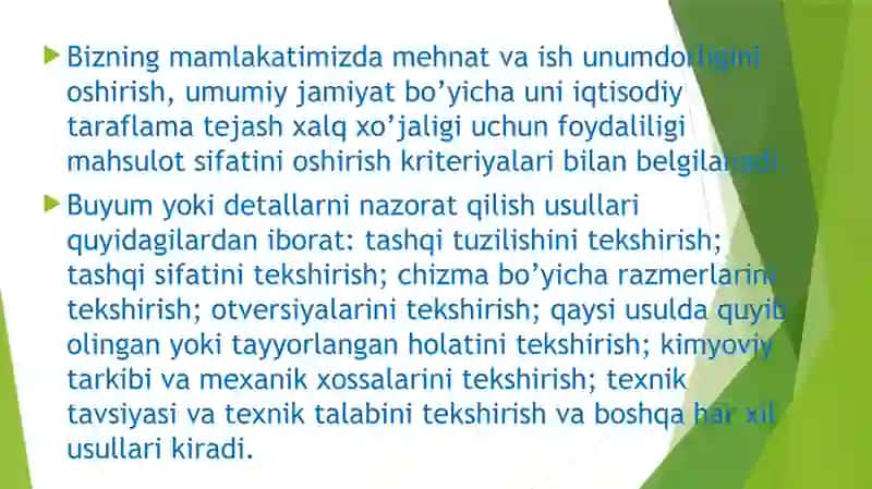 DETALLAR SIFATINI NAZORAT QILISH USULLARI 3