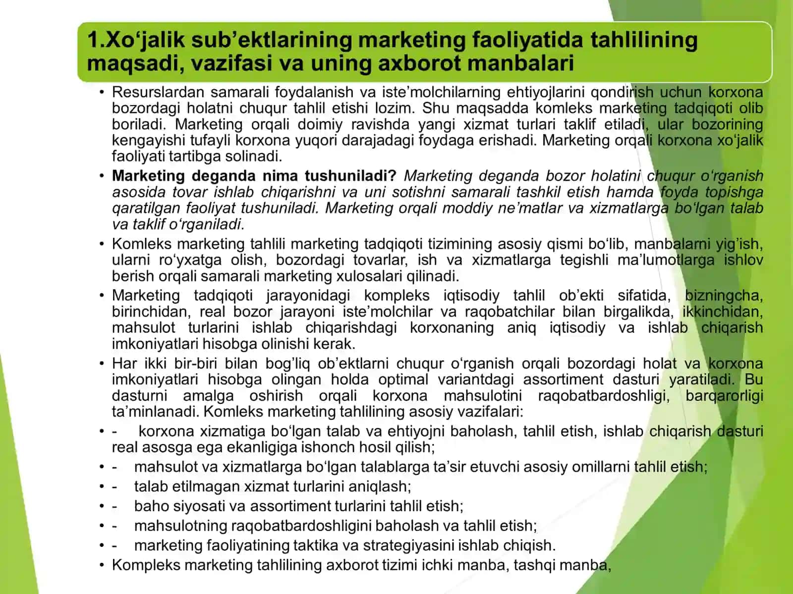 Xo‘jalik sub’ektlarining marketing faoliyati 3