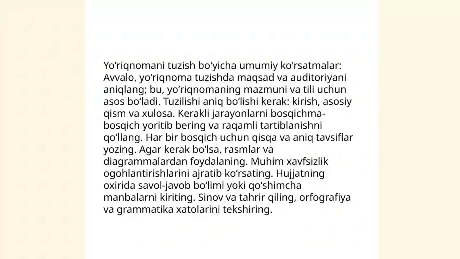 Yoʻriqnomadan naʼmuna tayyorlash 3