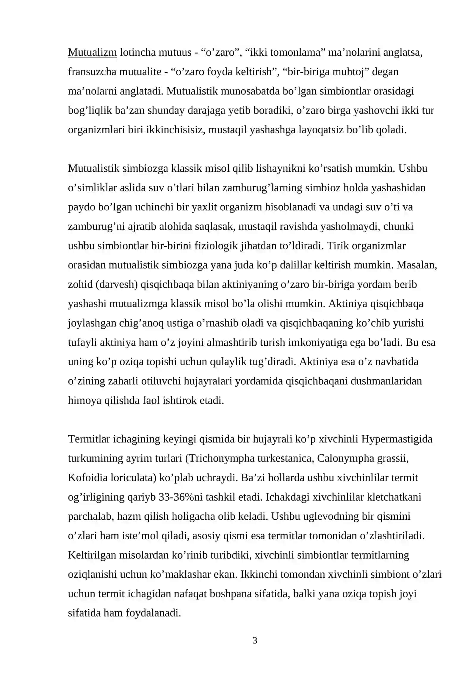 Organizmlar orasidagi munosabat turari 3