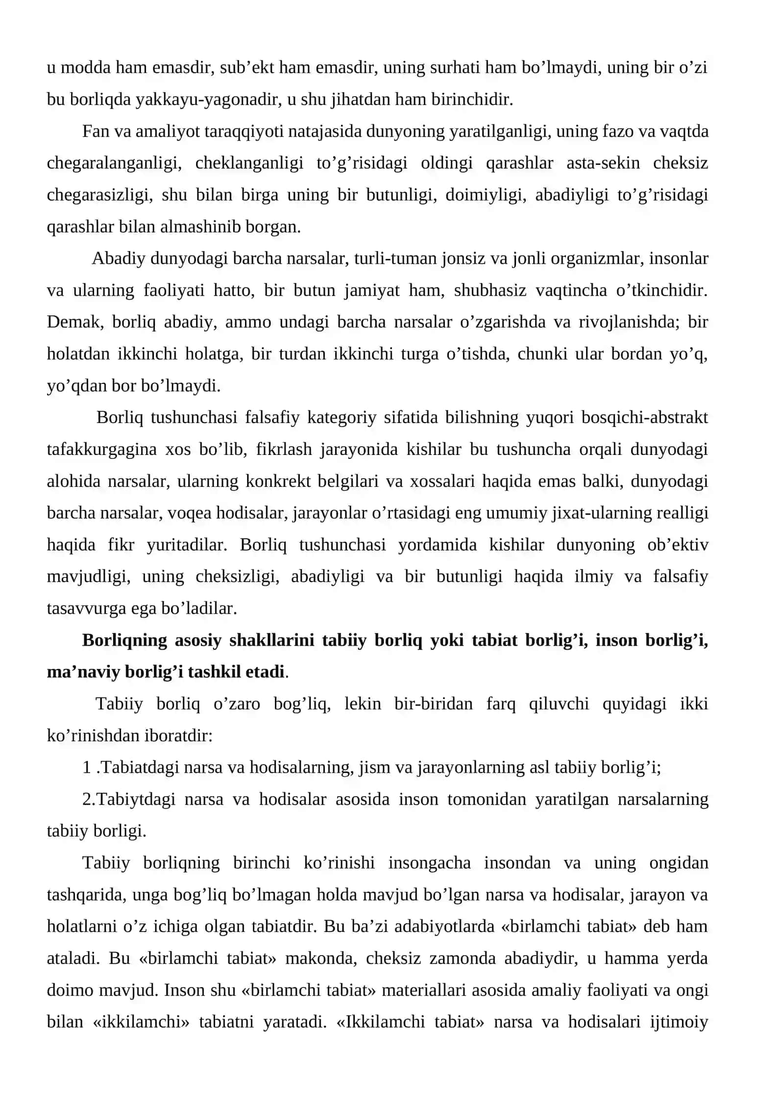 Borliq – falsafaning fundamental kategoriyasi 3