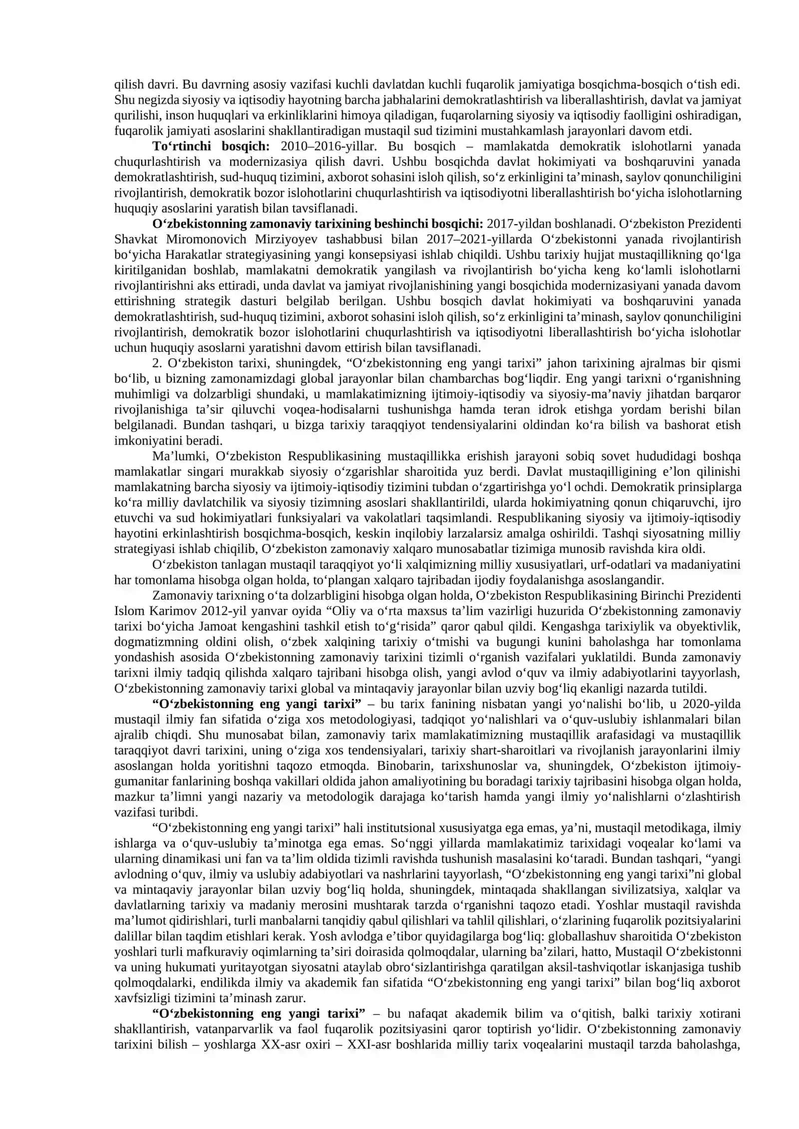 Oʻzbekistonning eng yangi tarixi 3