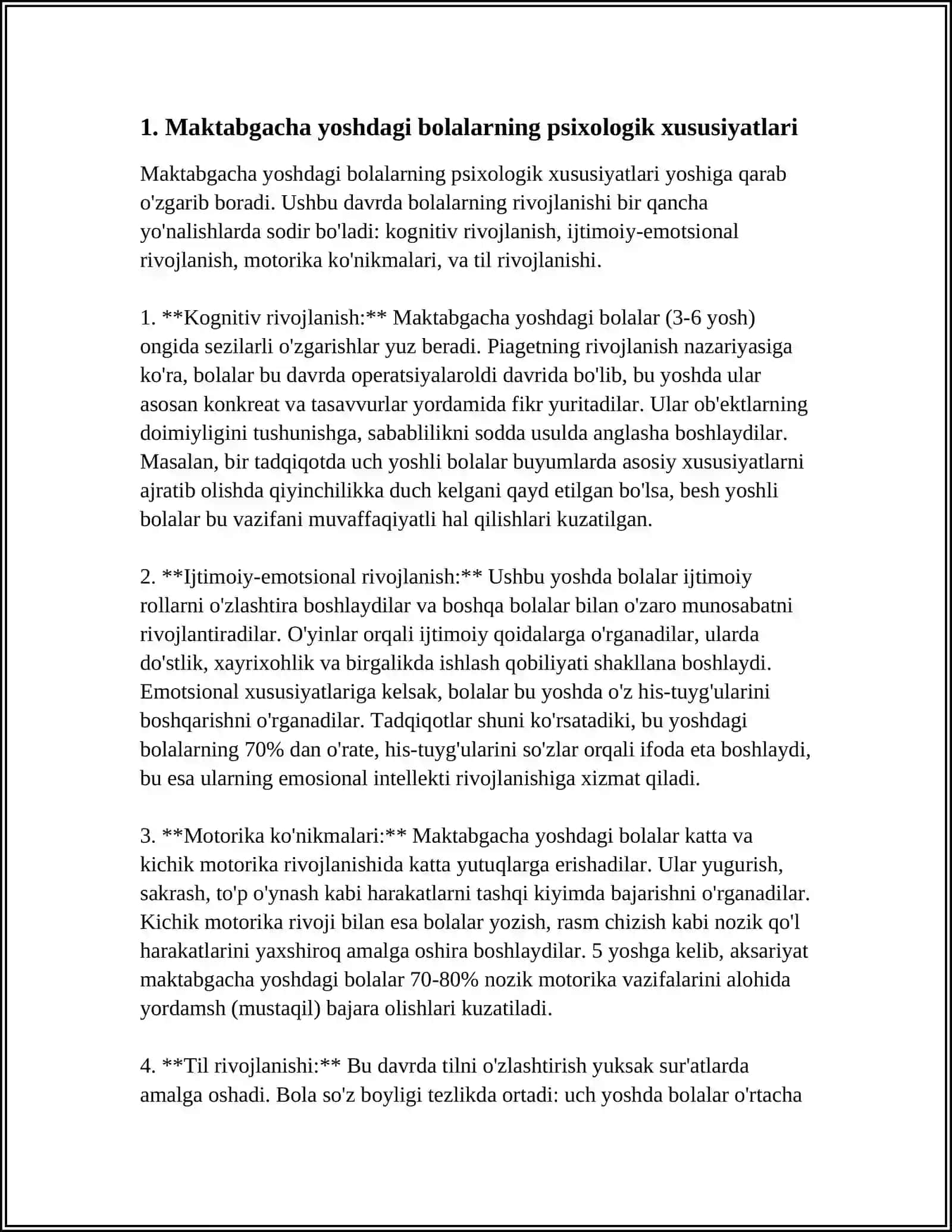 MAKTABGACHA YOSHDAGI BOLALAR PSIXOLOGIYASI. MAKTABGA TAYYORGARLIK MUAMMOSI 3
