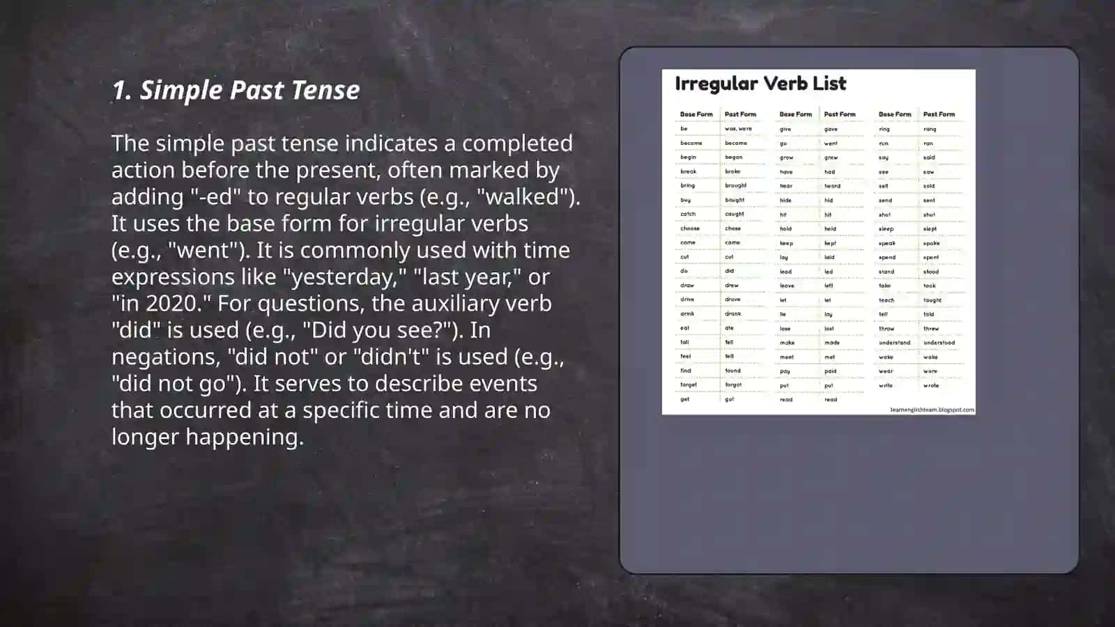 Verbs past tenses 3