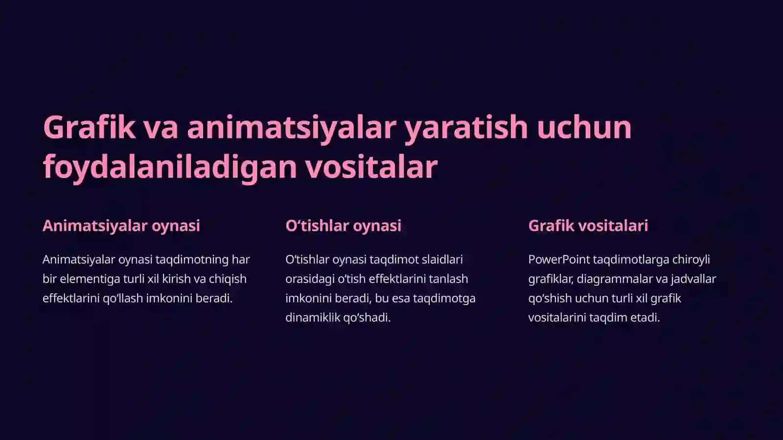PowerPoint dasturining grafik animatsiyalari 3
