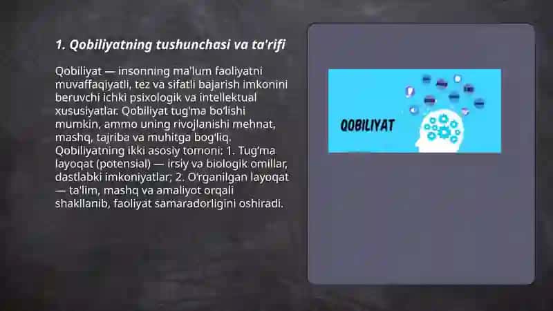 QOBILIYAT – TUSHUNCHA 3