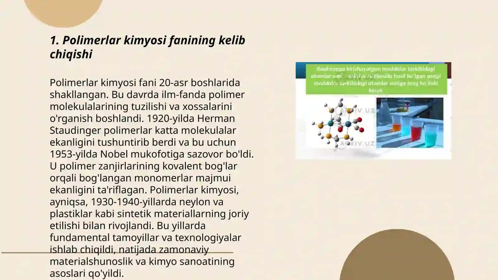 Polimerlar kimyosi fanning rivojlanish tarixi 3