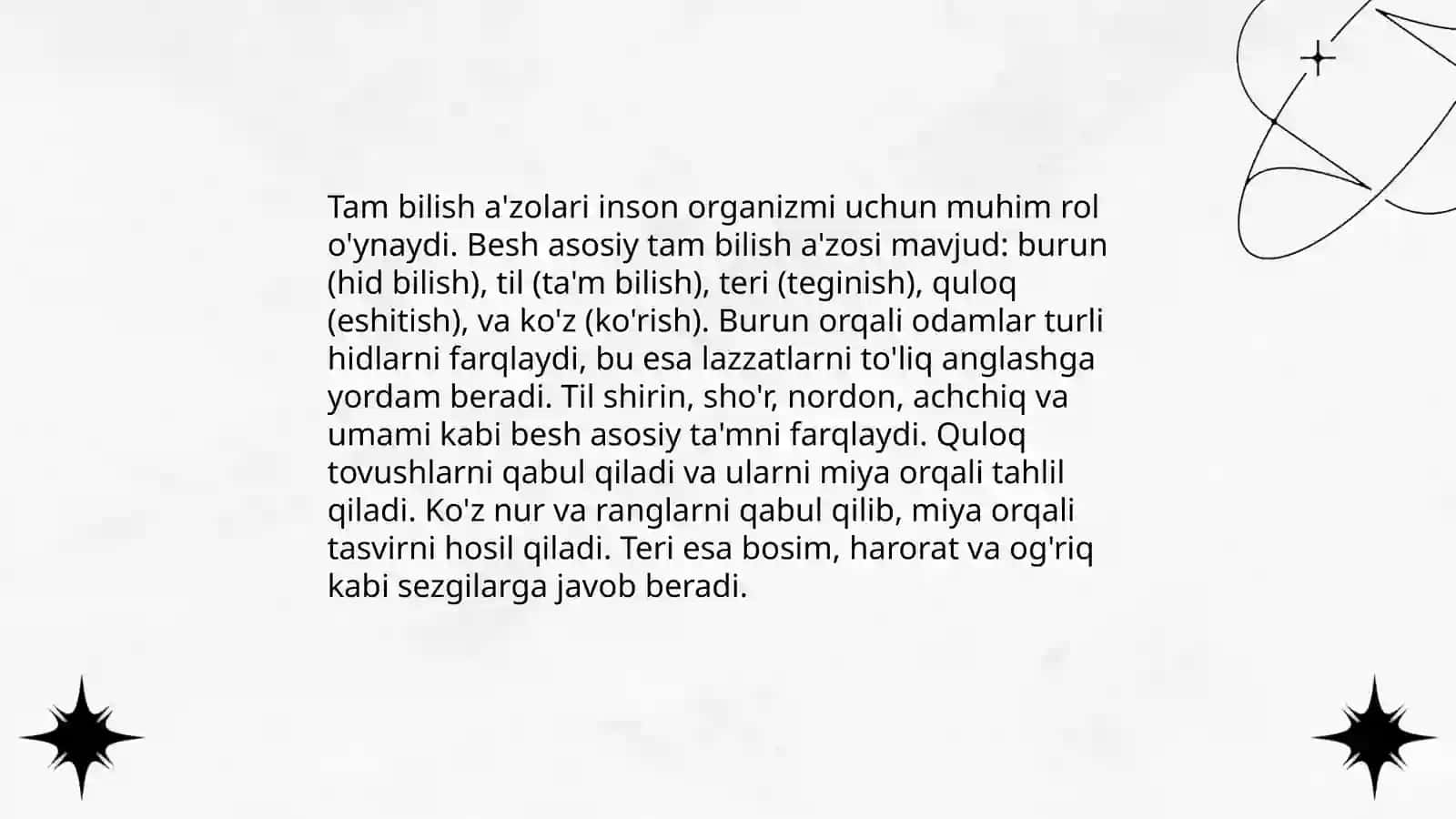 Tam bilish va hid bilish azolarining funksional anatomiyasi 3