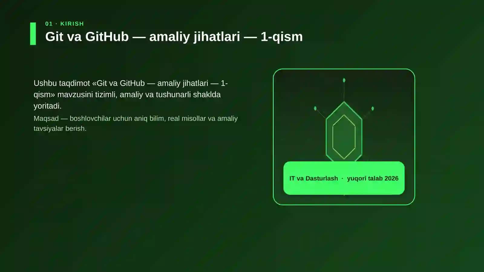 Git va GitHub — amaliy jihatlari — 1-qism 3