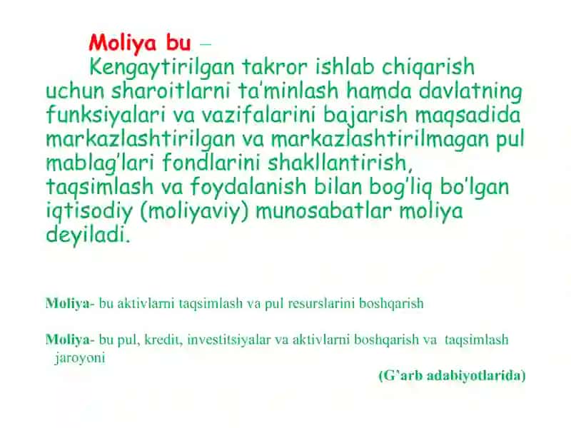 Moliya asoslari faniga kirish 3