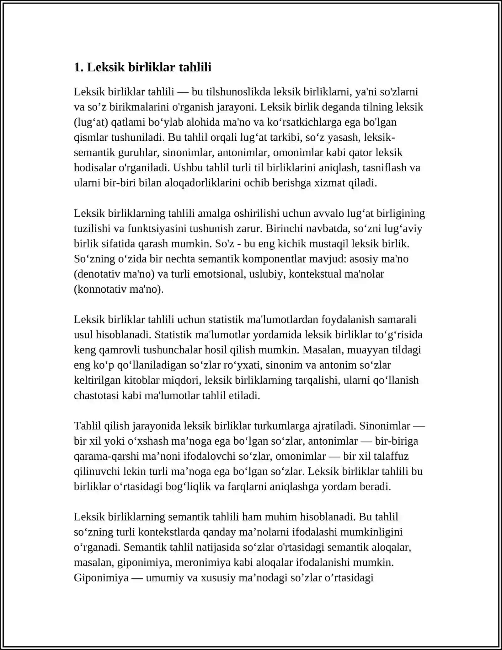 Oʻzbek tilining leksik tahlili 3