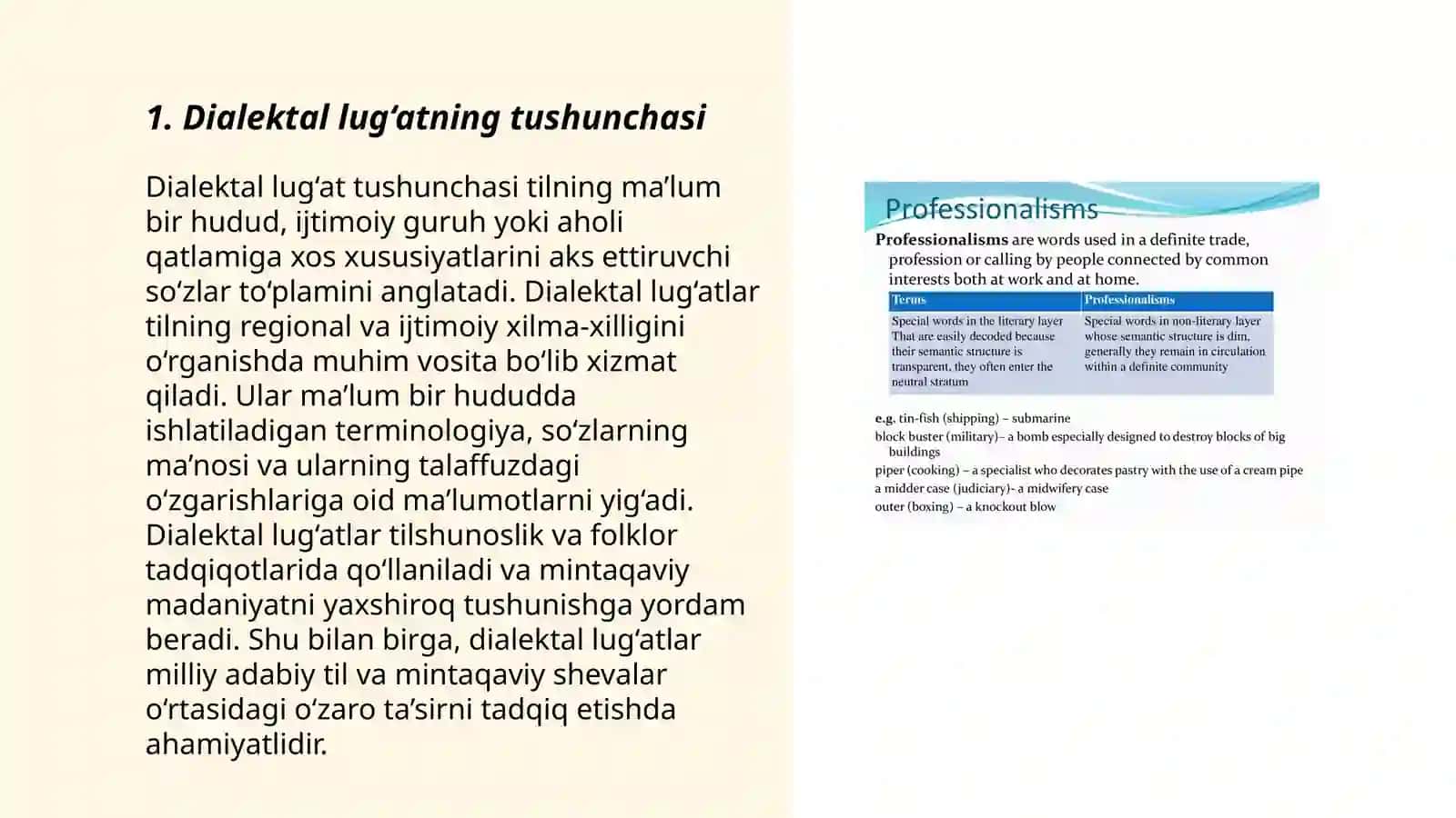 Dialektal lug'atning tarkibi va lug'atga kiritiladigan so'zlar 3