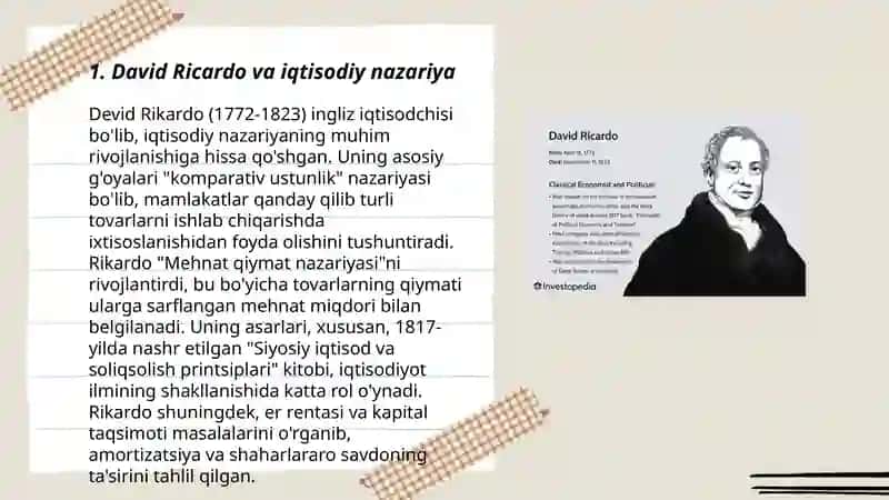 David Ricardo va iqtisodiy nazariya 3