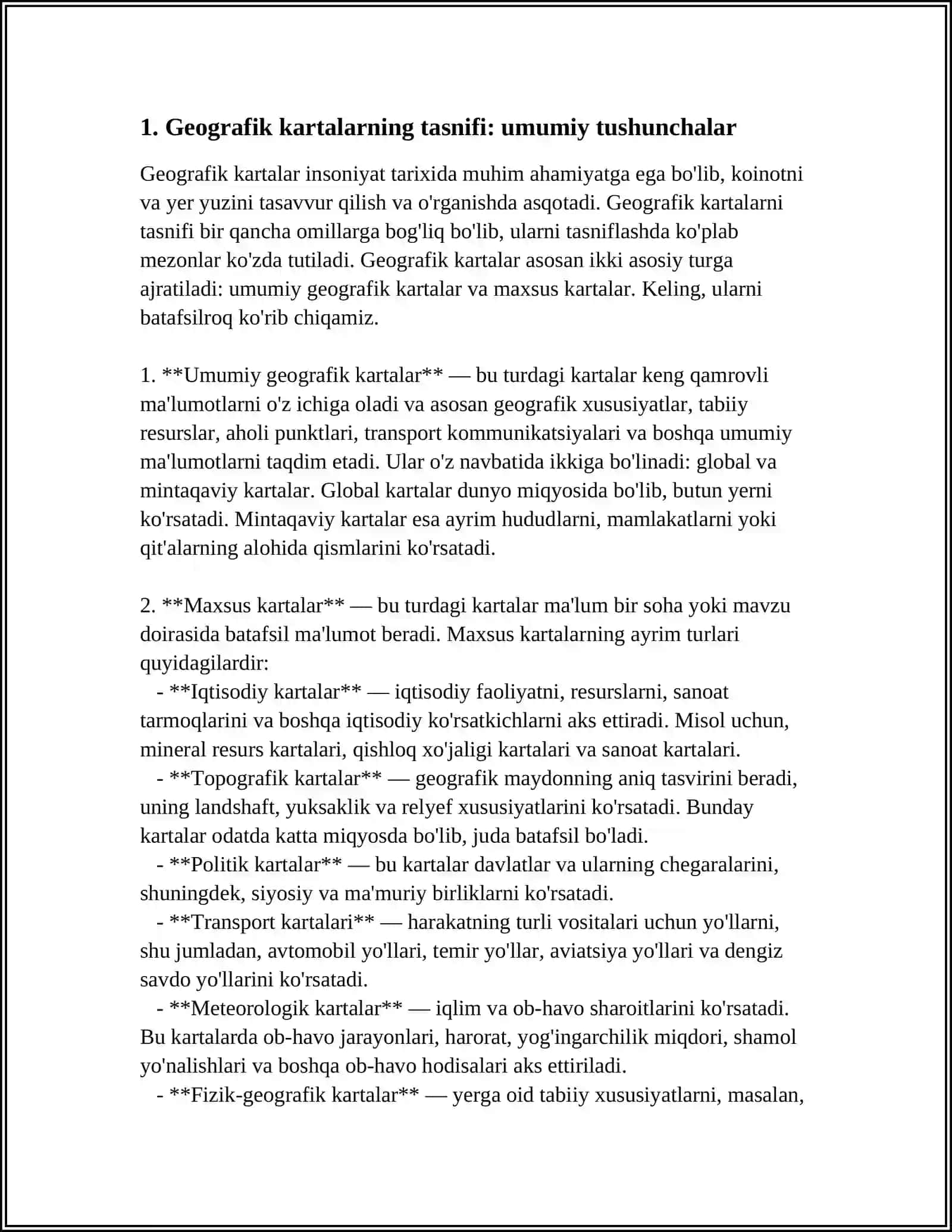 GEOGRAFIK KARTALARNING TASNIFI TURLARI VA ATLASLAR 3