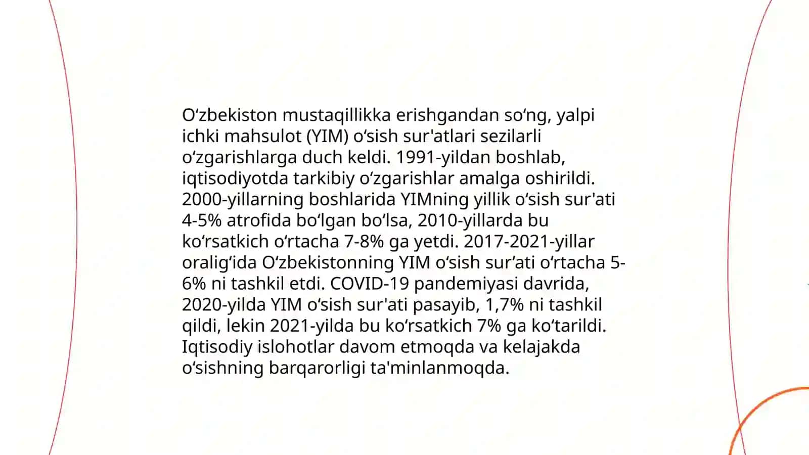 Mustaqillik yillarida Oʻzbekiston Respublikasi rivojlanishining makroiqtisodiy koʻrsatkichlari tahlili 3
