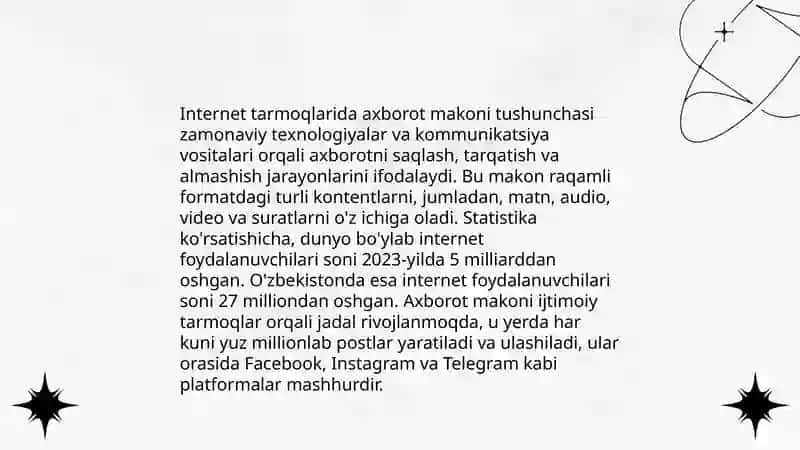 Internet tarmoqlarida axborot makoni haqida tushuncha berish 3