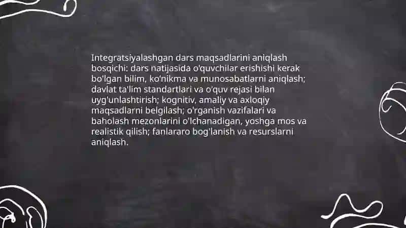 Integratsiyalashgan dars maqsadlarini aniqlash bosqichi 3