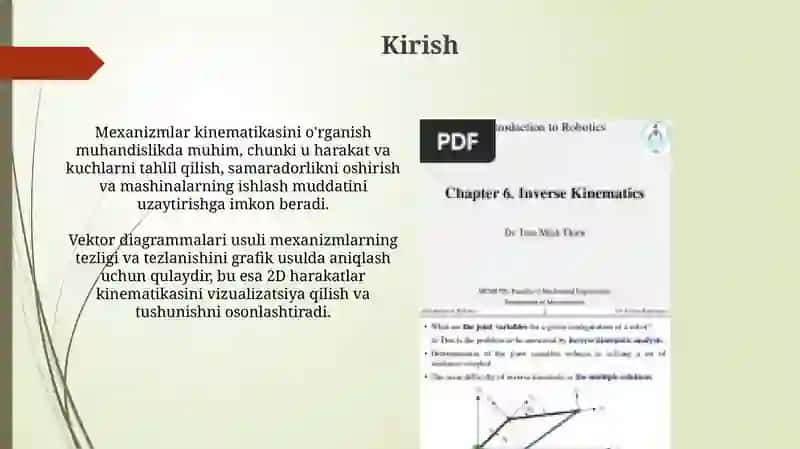 Polyar planlar usulida mexanizmlar kinematikasini tekshirish 3