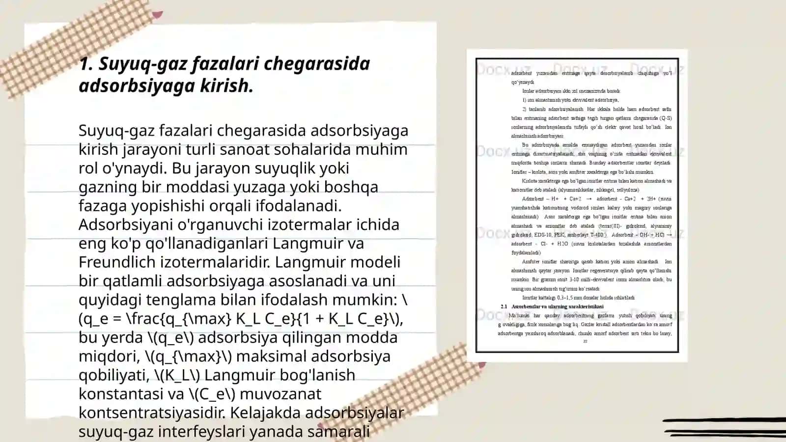 Suyuq-gaz fazalari chegarasida adsorbsiya 3
