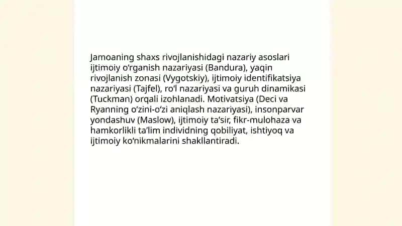 Jamoaning shaxs rivojlanishidagi örni 3