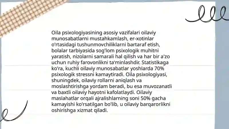 Oilada psixolog faoliyatining zarurligi 3