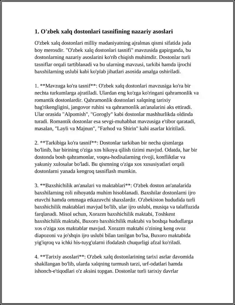 O'zbek Xalq Dostonlari Tasnifi 3