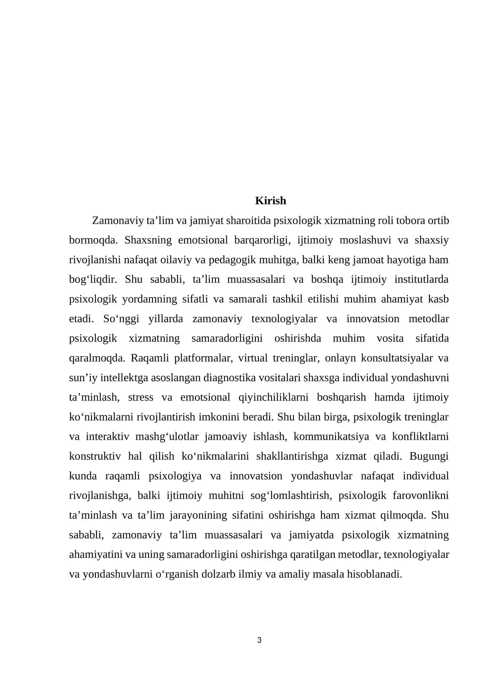 Psixologik xizmatda innovatsion yondashuvlar. 3
